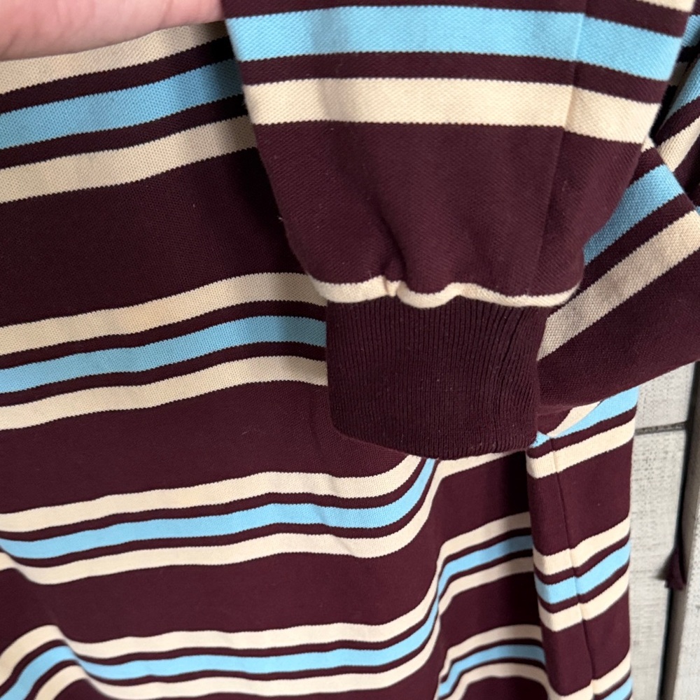 Lioness Burgundy and Cream Striped Long Sleeve Polo - Picture 4 of 4